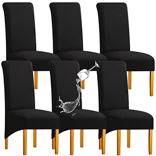 SHENGYIJING 1/2/4/6 PCS Diamond Lattice FStretch wasserdichte XL Stuhlhussen für Esszimmer, Spandex Large Dining Chair Husses High Back Jacquard Dining Chair Covers (Schwarz,Set of 6) von SHENGYIJING