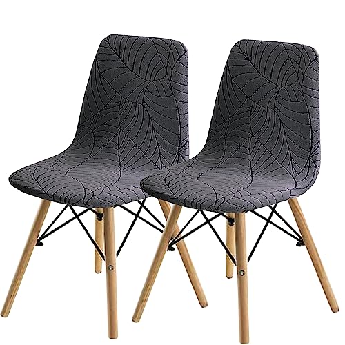 SHENGYIJING Esszimmerstühle Abdeckungen 2/4/6 Stück,Stil Shell Esszimmerstuhl Mid Century Modern Stuhl Sipcover,Gepolsterte Dining Accent Side Stuhlhussen (Grau1,2 Pieces) von SHENGYIJING