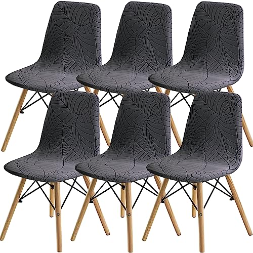 SHENGYIJING Esszimmerstühle Abdeckungen 2/4/6 Stück,Stil Shell Esszimmerstuhl Mid Century Modern Stuhl Sipcover,Gepolsterte Dining Accent Side Stuhlhussen (Grau1,6 Pieces) von SHENGYIJING