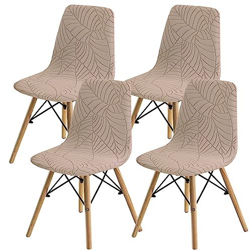 SHENGYIJING Esszimmerstühle Abdeckungen 2/4/6 Stück,Stil Shell Esszimmerstuhl Mid Century Modern Stuhl Sipcover,Gepolsterte Dining Accent Side Stuhlhussen (Khaki1,4 Pieces) von SHENGYIJING