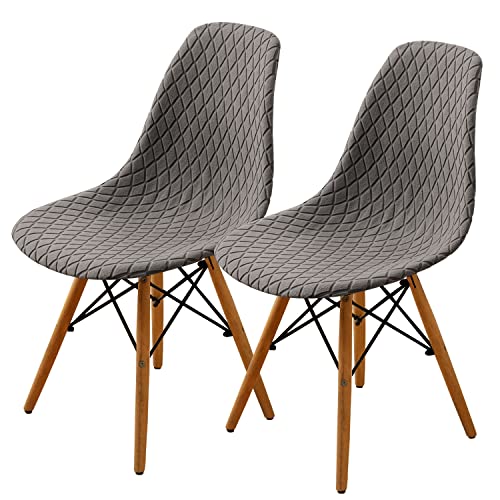 SHENGYIJING Esszimmerstühle Abdeckungen 2/4/6 Stück,Stil Shell Esszimmerstuhl Mid Century Modern Stuhl Sipcover,Gepolsterte Dining Accent Side Stuhlhussen (Taupe,2 Pieces) von SHENGYIJING