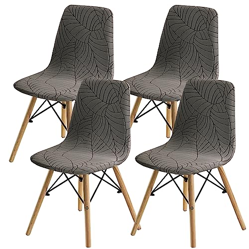 SHENGYIJING Esszimmerstühle Abdeckungen 2/4/6 Stück,Stil Shell Esszimmerstuhl Mid Century Modern Stuhl Sipcover,Gepolsterte Dining Accent Side Stuhlhussen (Taupe1,4 Pieces) von SHENGYIJING