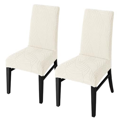SHENGYIJING Stretch Set of 2 or 4 or 6 Waterproof Dining Chair Covers for Dining Room, Removable and Washable Chair Protector Seat Covers for Hotel, Wedding, Kitchen (Cream1,2 Stück) von SHENGYIJING