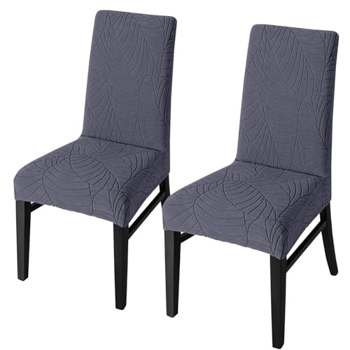 SHENGYIJING Stretch Set of 2 or 4 or 6 Waterproof Dining Chair Covers for Dining Room, Removable and Washable Chair Protector Seat Covers for Hotel, Wedding, Kitchen (Grau1,2 Stück) von SHENGYIJING