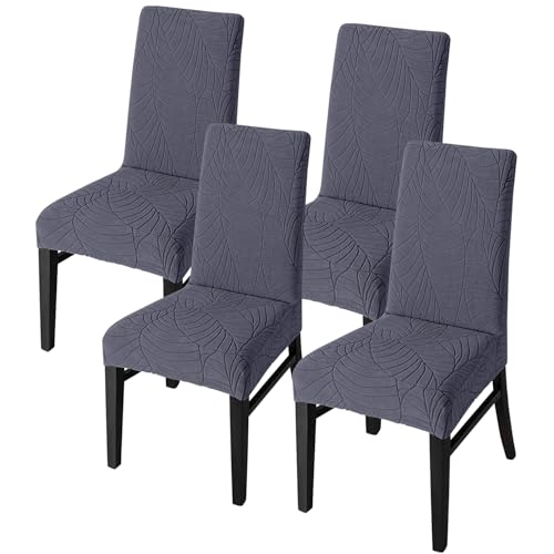 SHENGYIJING Stretch Set of 2 or 4 or 6 Waterproof Dining Chair Covers for Dining Room, Removable and Washable Chair Protector Seat Covers for Hotel, Wedding, Kitchen (Grau1,4 Stück) von SHENGYIJING