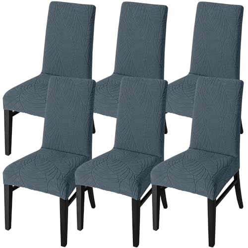 SHENGYIJING Stretch Set of 2 or 4 or 6 Waterproof Dining Chair Covers for Dining Room, Removable and Washable Chair Protector Seat Covers for Hotel, Wedding, Kitchen (Grau1,6 Stück) von SHENGYIJING