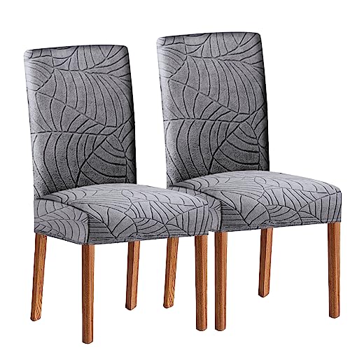 SHENGYIJING Stretch Set of 2 or 4 or 6 Waterproof Dining Chair Covers for Dining Room, Removable and Washable Chair Protector Seat Covers for Hotel, Wedding, Kitchen (Hellgrau1,2 Stück) von SHENGYIJING