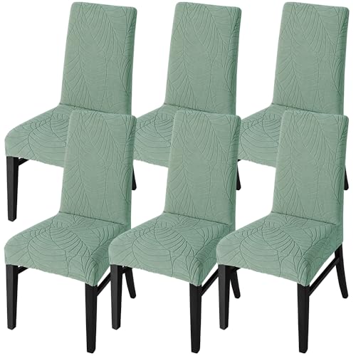SHENGYIJING Stretch Set of 2 or 4 or 6 Waterproof Dining Chair Covers for Dining Room, Removable and Washable Chair Protector Seat Covers for Hotel, Wedding, Kitchen (Matcha Grün1,6 Stück) von SHENGYIJING