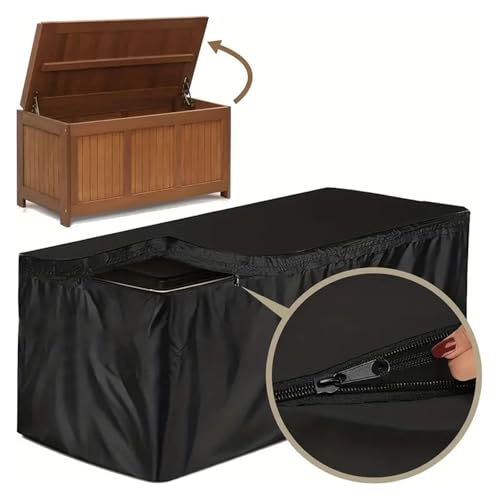 Deckbox-Abdeckung 1 Stück strapazierfähige, wasserdichte Abdeckung for Terrassenboxen, wind- und schneefest – schwarze Terrassen-Aufbewahrungsabdeckung mit einfach anzubringendem Design(123x62x55cm) von SHENJMAI