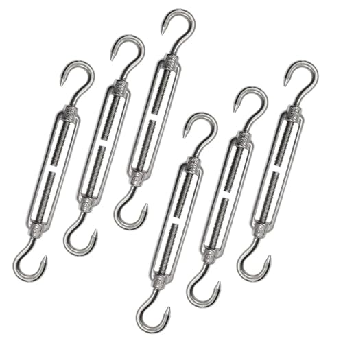 Drahtseilspanner Drahtspanner, 6 Stück M6 Edelstahl 304 Haken & Haken Spannschlösser Verstellbarer Drahtseilspanner(6PCS-M6-0J) von SHENJMAI