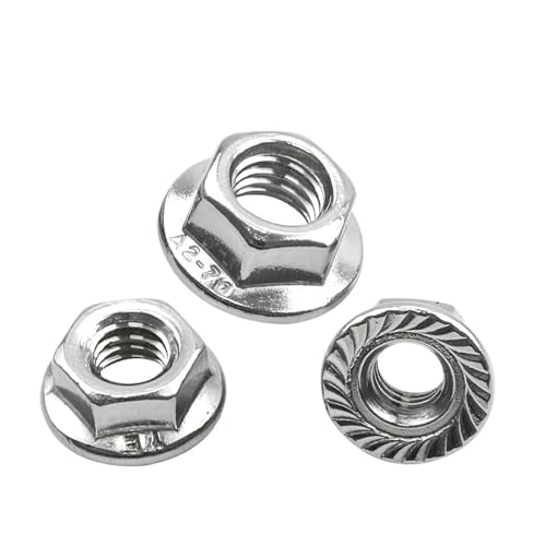 Flanschmutter 1–20 Stück Sechskant-Flanschmutter M4 M5 M6 M8 M10 M12 M14 316 Edelstahl gezahnte metrische Sechskant-Flansch-Sicherungsmuttern(M6 10pcs) von SHENJMAI