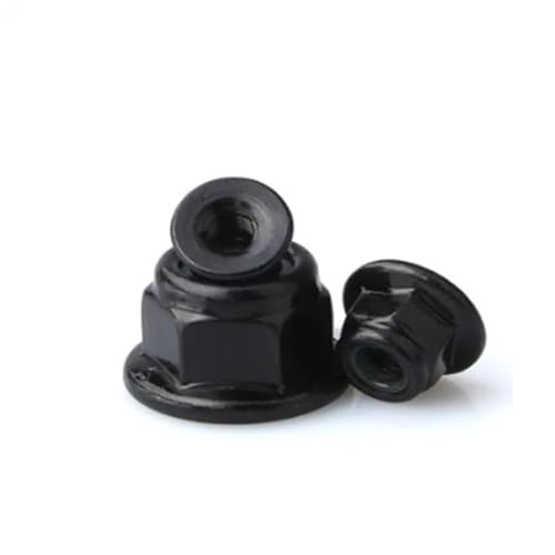 Flanschmutter 2-10PCS Flansch Nylon Kontermutter M3 M4 M5 M6 M8 M10 M12 Edelstahl und Stahl mit schwarz Weiß Zink Einsatz Kontermuttern(Steel black zinc,M8 5pcs) von SHENJMAI