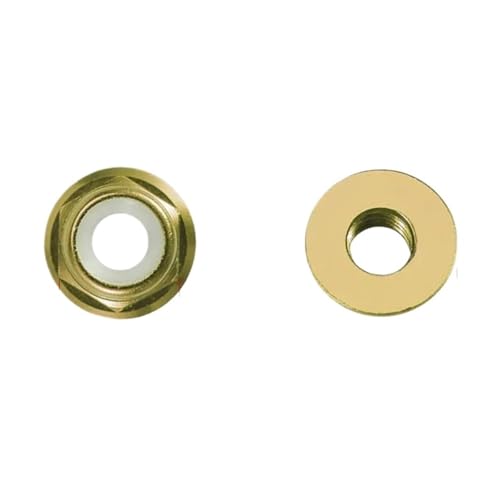 Flanschmutter M2 M3 M4 M5 M6 farbige Flanschmutter aus Aluminiumlegierung, Sicherungsmutter mit Nyloneinsatz, selbstsichernde Mutter, Nylon-Nietmutter(Golden,M6-5PCS) von SHENJMAI