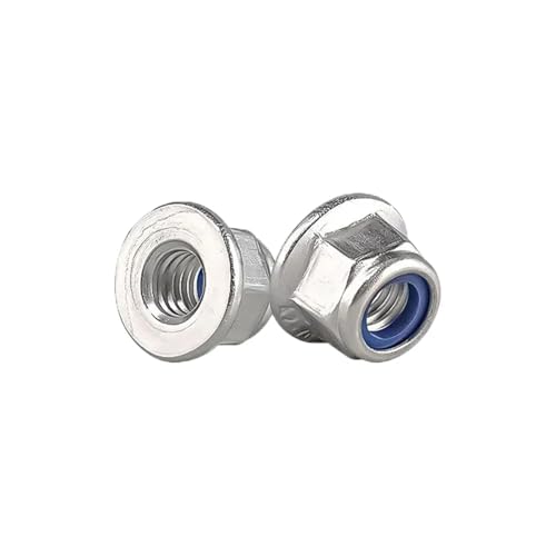 Flanschmutter M4 M5 M6 M8 M10 304/316 Edelstahl Sechskant Nylon Flansch Kontermutter Nyloneinsatz Selbstsichernde Kontermutter(304-5pcs M8) von SHENJMAI