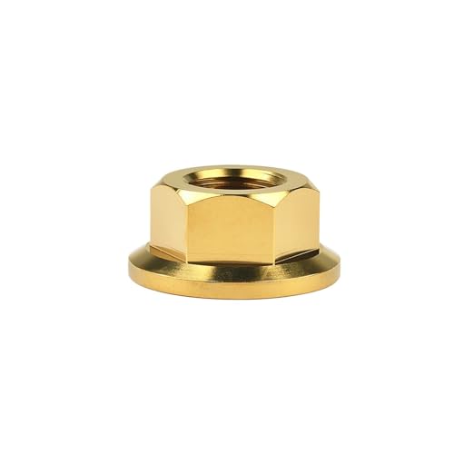 Flanschmutter Titanmutter M5/M6/M8/M10/M12/M14/M16 Flanschmutter Bolzenkappe for Motorrad Fahrrad(Gold,M10 Pitch 1.5) von SHENJMAI