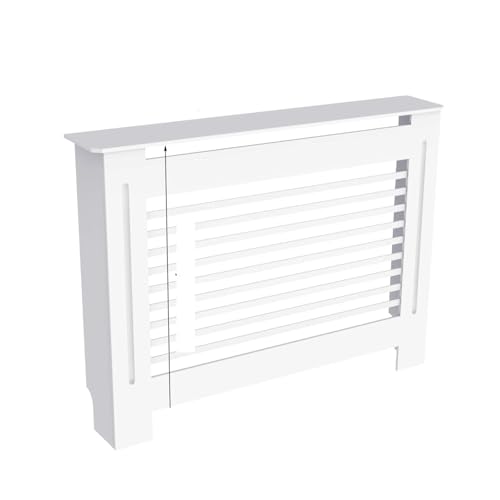 Heizkörperverkleidung Hohe Heizkörperabdeckung, Moderne Lamellen-Vertikal-Heizkörperabdeckung, MDF-Schrank, Heizkörper, Regal for Schlafzimmer-Wohnzimmer-Heizkörper(White Horizontal M) von SHENJMAI