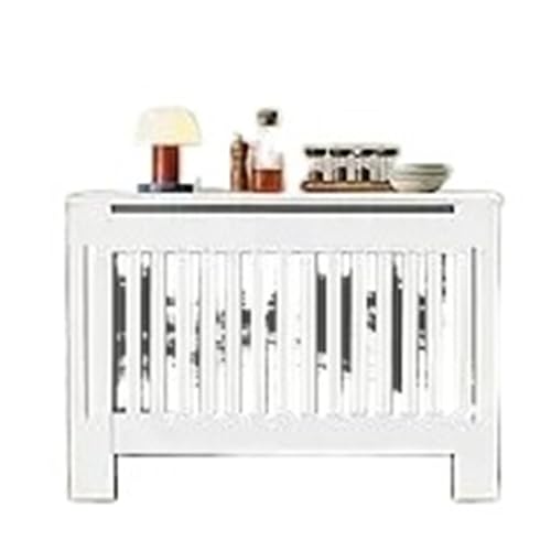 Heizkörperverkleidung Painted MDF Cabinet with Vertical Slats, High Wooden Shelf for Heating(M) von SHENJMAI