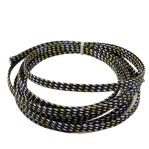 Kabelummantelung 2/10 Meter Schwarze PET-Kabelhülse, 2–40 mm isolierter geflochtener Schlauch, Datenleitungsschutz-Drahtkabel(Black Gold Silver,8MM_10 Meters) von SHENJMAI