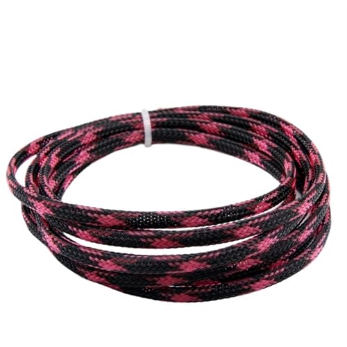 Kabelummantelung 2/10 Meter Schwarze PET-Kabelhülse, 2–40 mm isolierter geflochtener Schlauch, Datenleitungsschutz-Drahtkabel(Black Pink,2MM_2 Meters) von SHENJMAI