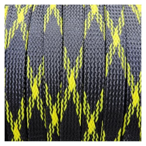 Kabelummantelung 2 Meter/10 Meter Isolierung PET erweiterbarer geflochtener Schlauch 3/4/6/8/10/12/14 mm Drahtwickelabdeckung Nylonmantel Schutz Kabelhülse(Black Yellow Cross,14MM_10M) von SHENJMAI