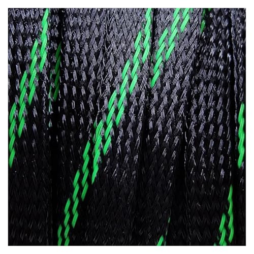Kabelummantelung 5/10 Meter geflochtene Kabelhülse 3 mm 4 mm 6 mm 8 mm 10 mm 12 mm 14 mm PET erweiterbare Abdeckung Isolierung Nylonmantel Drahtwickelschutz(Black Green,12MM_10M) von SHENJMAI