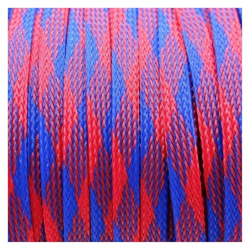 Kabelummantelung 5/10 Meter geflochtene Kabelhülse 3 mm 4 mm 6 mm 8 mm 10 mm 12 mm 14 mm PET erweiterbare Abdeckung Isolierung Nylonmantel Drahtwickelschutz(Blue Red,14MM_10M) von SHENJMAI