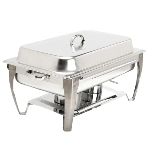 SHENJMAI Chafing Dish Buffet-Set Faltbarer quadratischer 9-Liter-Buffet-Herd-Geschirr-Set aus Edelstahl, Behälter, Speisenwärmer, rechteckiger Chafing Dish, komplettes Buffet-Catering von SHENJMAI