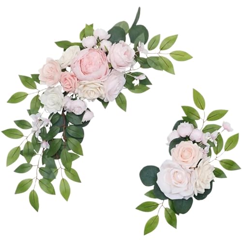 SHENJMAI Hochzeitsbogen-Blumen-Set Hochzeits-Willkommensschild Künstliche Rosen-Blumengirlande for Waldhochzeitsbogen-Blumen-Landhintergrund-Dekore(F) von SHENJMAI