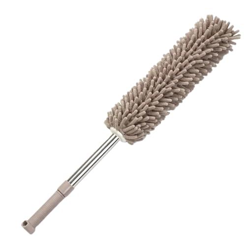 SHENJMAI Teleskop-Staubwedel Teleskop-Staubwedel aus Mikrofaser mit Edelstahl-Verlängerungsstange, Reiniger, Haushaltsstaubentferner for Deckenventilatorlampen(Khaki) von SHENJMAI