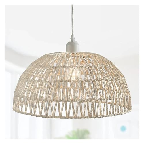 Stoff Lampenschirm Hanfseil gewebte Pendelleuchten Pastorales Restaurant Teestube Gasthaus Bar Schlafzimmer Rattan Innenbeleuchtung Lampenabdeckung Stoff Lampenschirm(Color 1,NO LIGHT BULB_22X13CM) von SHENJMAI