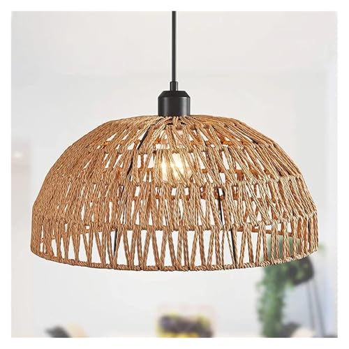 Stoff Lampenschirm Hanfseil gewebte Pendelleuchten Pastorales Restaurant Teestube Gasthaus Bar Schlafzimmer Rattan Innenbeleuchtung Lampenabdeckung Stoff Lampenschirm(Color 4,NO LIGHT BULB_22X13CM) von SHENJMAI