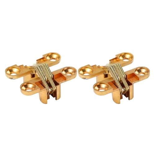 Verdecktes Kreuzscharnier Unsichtbare verdeckte Hardware Kreuzscharnier Hardware-Werkzeug Türscharnier(Gold 2Pcs) von SHENJMAI
