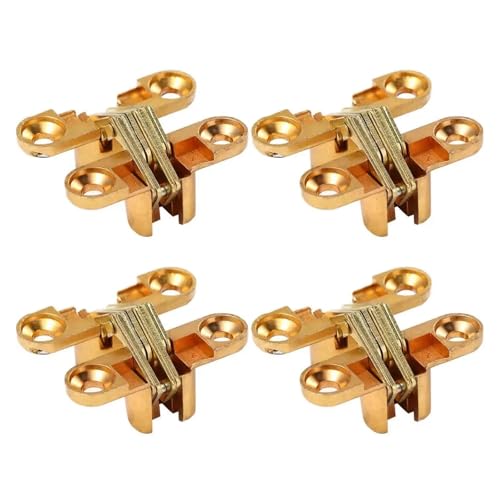 Verdecktes Kreuzscharnier Unsichtbare verdeckte Hardware Kreuzscharnier Hardware-Werkzeug Türscharnier(Gold 4Pcs) von SHENJMAI