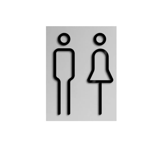 WC Türschild 1 Paar WC-Schilder, Shop, Hotel, Toilettentür-Beschilderung, Waschraum-Tür-Wandetikett(Black) von SHENJMAI