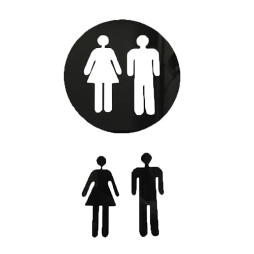 WC Türschild 2 Stück WC-Mann-Frauen-Dekor-Wandaufkleber, abnehmbares Waschraum-Poster, Spiegeloberflächenaufkleber, DIY-Toilettentür-Eingangsschild(Type A black) von SHENJMAI