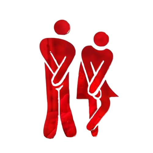 WC Türschild 2 Stück WC-Mann-Frauen-Dekor-Wandaufkleber, abnehmbares Waschraum-Poster, Spiegeloberflächenaufkleber, DIY-Toilettentür-Eingangsschild(Type B red) von SHENJMAI