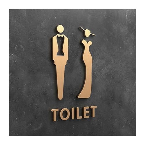 WC Türschild 3D-WC-Schild, eleganter Waschraum-Tür-Wandaufkleber, Kunst, Zuhause, Badezimmer-Dekor(Color1,18x11cm) von SHENJMAI