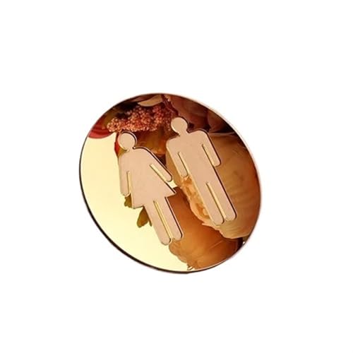 WC Türschild 5 mm 3D-Spiegel, rund, WC-Türschild, Badezimmer, moderner Holzsockel, Wandaufkleber, Heimdekoration(Gold,8 in (20cm)) von SHENJMAI