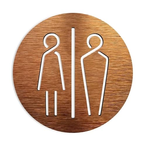 WC Türschild Toiletten-Türschild, alle Geschlechter, Toilettenschilder, Badezimmer-Plaketten, WC-Verbundaluminiumplatte, Gold und Silber(Gold 4,20x20cm) von SHENJMAI