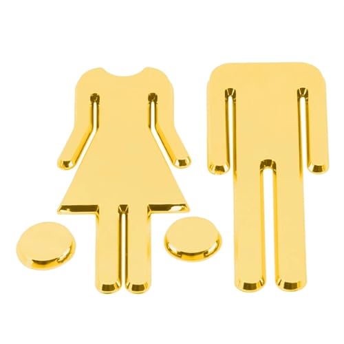 WC Türschild WC-Schilder, Beschilderung, Mann und Frau, Kunststoff-Brettschild, Spiegeloberfläche, Toilette, Badezimmer, Tür, Wand(Bright Gold) von SHENJMAI