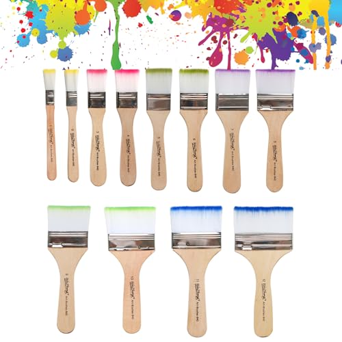 12 Stück Breit Flachpinsel Set, Aquarell Pinselset Acrylfarbe Acryl Pinsel mit Holzgriffe Künstlerpinsel 12 Größen Ölfarben Pinsel Set Acryl Flachpinsel für Malerei Ölmalerei Aquarell Gouache 12 Stück Breit Flachpinsel Set, Aquarell Pinselset Acrylfarbe Acryl Pinsel mit Holzgriffe Künstlerpinsel 12 Größen Ölfarben Pinsel Set Acryl Flachpinsel für Malerei Ölmalerei Aquarell Gouache von SHENRUZENG