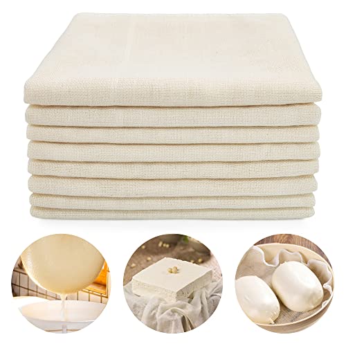 8 Stück Passiertuch, 50x50cm Käsetuch Dichtegrad 100 Mulltuch Reine Baumwolle Filtertuch Seihtuch Waschbar und Wiederverwendbar Käsetücher Filter Cloth Cheesecloth für Tofu Obstsaft Käse Nussmilch von SHEPIN