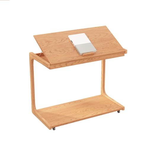 Beweglicher C-förmiger Beistelltisch, Tisch für Laptop, einstellbarer Winkel auf dem Schreibtisch, tragbarer Beistelltisch zum Lesen auf dem Sofa über dem Bett (Farbe: Natur, Größe: 80CM/31,5IN) Lofty von SHERAF
