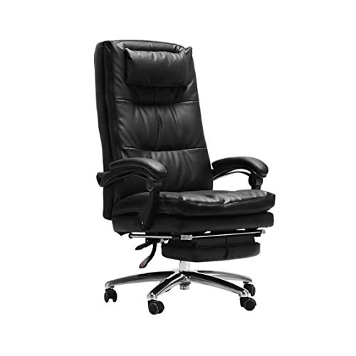 SHERAF Executive Office Comfort Core Kissen, ergonomischer Stuhl mit hoher Rückenlehne, Lederfaserstoff, Schwarz von SHERAF