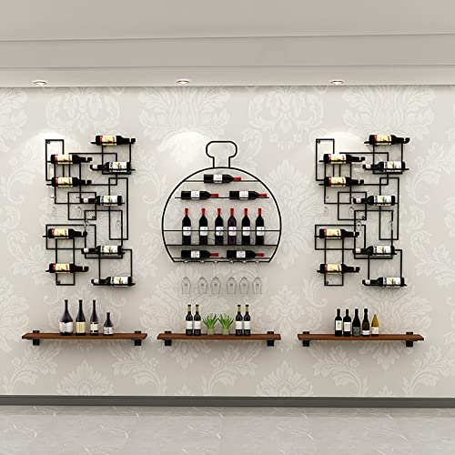 SHERAF Industrial -Wand -Weinregal, Wandmontierte Weinregal, Moderne Metall -Wand -Wine -Display -Rack, Weinregal Mit Weinglashalter, Weinregal, Bareinheit Schwimmende Regale, Weinausstellung Aufbewah von SHERAF