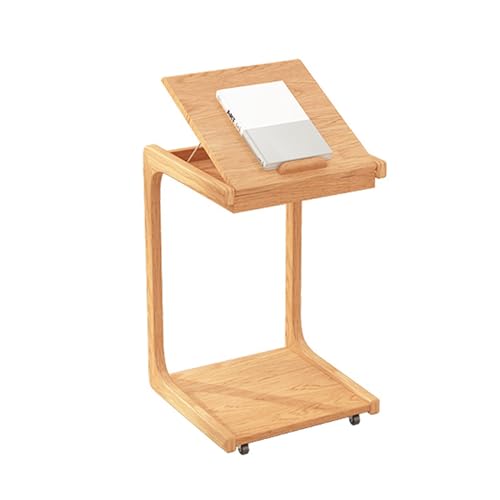 SHERAF Mobiler C-förmiger Beistelltisch, Laptop-Stütztisch, verstellbarer Schreibtischwinkel, tragbarer Beistelltisch für Bett, Sofa, Lesen, Essen (Farbe: Natur, Größe: von SHERAF