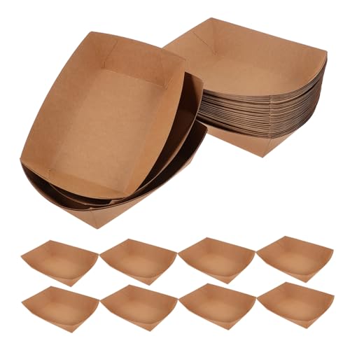 SHERCHPRY 100 Stück Papierkasten Hot Dog Box froh Hochzeit unzerbrechlich Party-Food-Tabletts Boote Papierfutterschalen -Lebensmittelschalen zum Mitnehmen Sushi-Boot Braun von SHERCHPRY