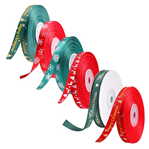 SHERCHPRY 6 Stück Teiliges Weihnachtsgeschenkband Breit Strapazierfähige Polyesterbänder mit Weihnachtsbaum Schneeflocken und Rentier Motiven Vielseitig für Geschenkverpackung SHERCHPRY 6 Stück Teiliges Weihnachtsgeschenkband Breit Strapazierfähige Polyesterbänder mit Weihnachtsbaum Schneeflocken und Rentier Motiven Vielseitig für Geschenkverpackung von SHERCHPRY