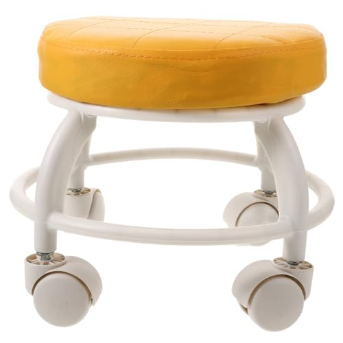 SHERCHPRY Pediküre Hocker gepolstert kurzer Hocker auf Rädern Maniküre Rollen Bodenbestuhlung Kurze Hocker zum Sitzen trainingshocker Kleiner Rollhocker Plastik Orange von SHERCHPRY