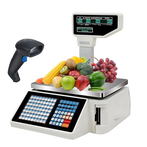 SHEUAO Digitale Barcode-Waagen Preisrechenwaage Edelstahl Waage Mit LCD Display Tara Funktion Akkubetrieb Digital-Preiswaage Paketwaage Küchenwaage Digitalwaage A+Scanner SHEUAO Digitale Barcode-Waagen Preisrechenwaage Edelstahl Waage Mit LCD Display Tara Funktion Akkubetrieb Digital-Preiswaage Paketwaage Küchenwaage Digitalwaage A+Scanner von SHEUAO
